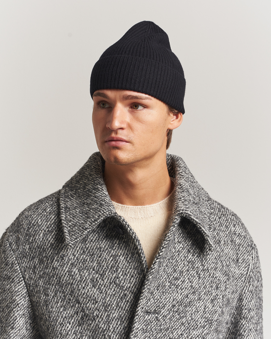 Herren | Mützen | Amanda Christensen | Rib Knitted Merino Wool Cap Black