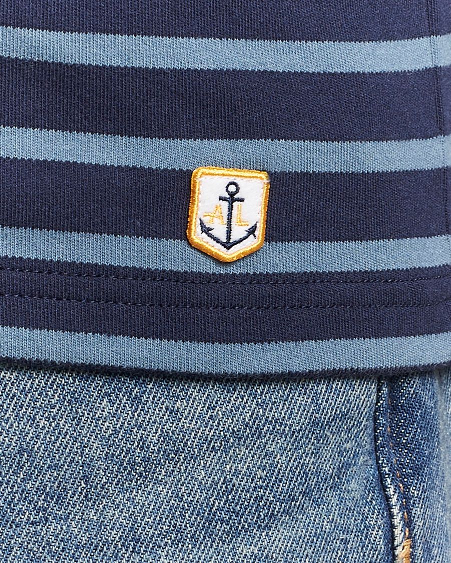 Herren | T-Shirts | Armor-lux | Houat Héritage Stripe Long Sleeve T-Shirt Deep Marine/Bluefin