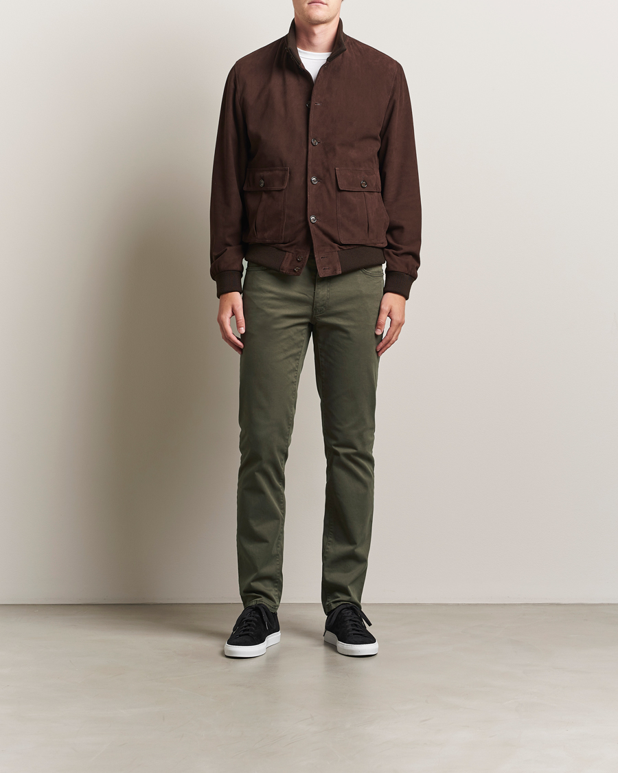 Herren | Hosen | Brax | Cadiz Cotton Satin 5-Pocket Pants Olive