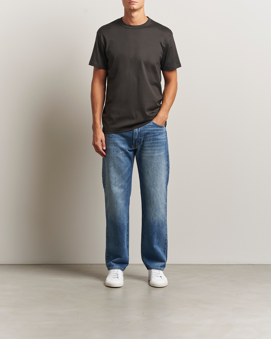 Herren | T-Shirts | Bread & Boxers | Pima Cotton Crew Neck T-Shirt Charcoal
