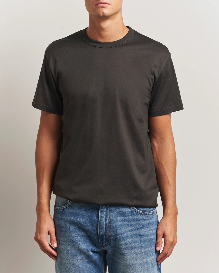 Herren | T-Shirts | Bread & Boxers | Pima Cotton Crew Neck T-Shirt Charcoal