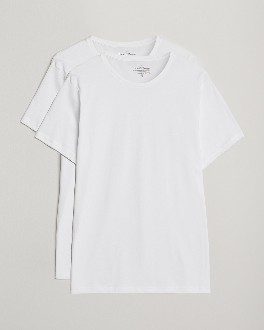 Herren | T-Shirts | Bread & Boxers | 2-Pack Lightweight Cotton T-Shirt White