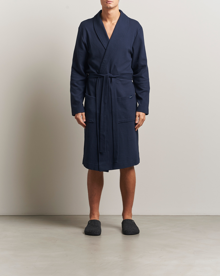 Herren | Schlafanzüge & Bademäntel | Bread & Boxers | Waffle Robe Navy Blue