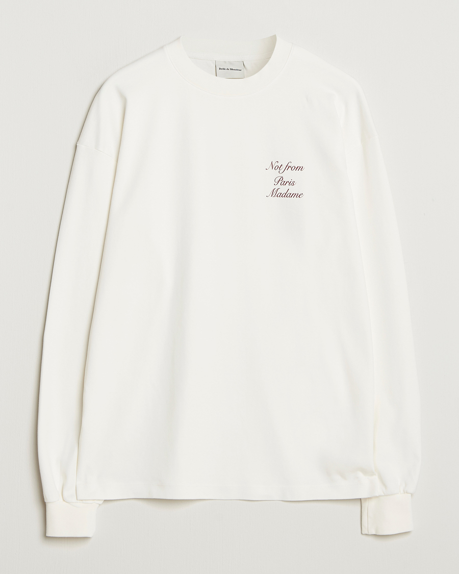 Herren | T-Shirts | Drôle de Monsieur | Slogan Calligraphy Long Sleeve T-shirt Off White