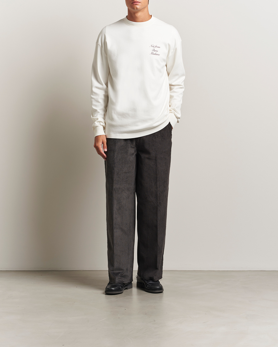 Herren | T-Shirts | Drôle de Monsieur | Slogan Calligraphy Long Sleeve T-shirt Off White