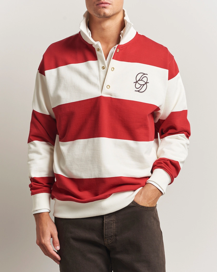 Herren | Pullover | Drôle de Monsieur | Barstriped Rugger Red/White