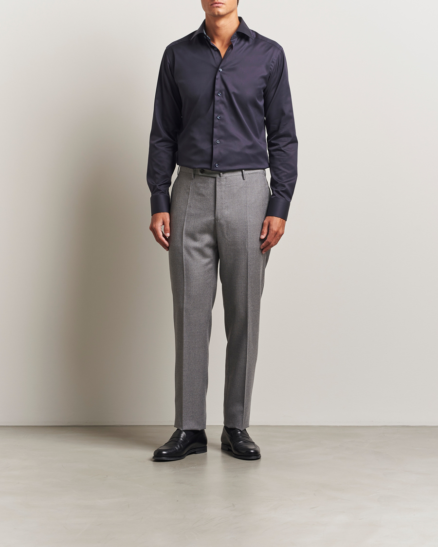 Herren | Hemden | Eton | Slim Fit Signature Twill Contrast Shirt Navy