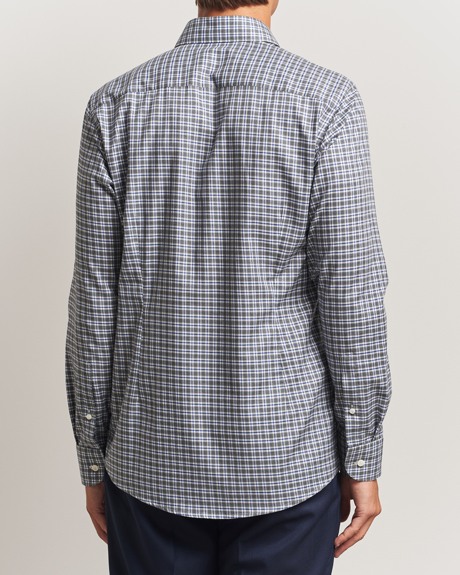 Herren | Hemden | Eton | Slim Fit Checked Wrinkle Free Flannel Shirt Dark Grey