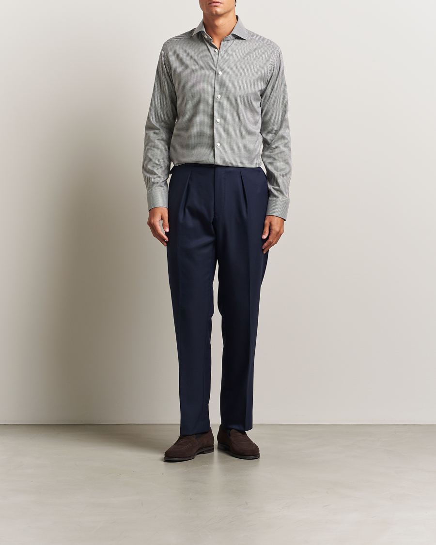 Herren | Hemden | Eton | Slim Fit Checked Wrinkle Free Flannel Shirt Dark Grey