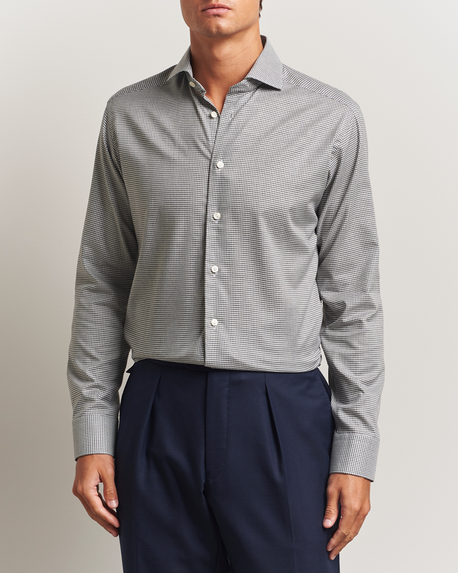 Herren | Hemden | Eton | Slim Fit Checked Wrinkle Free Flannel Shirt Dark Grey