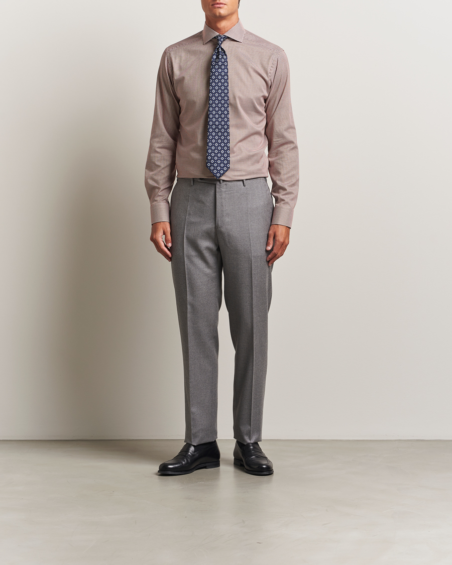 Herren | Hemden | Eton | Slim Fit Checked Wrinkle Free Flannel Shirt Red