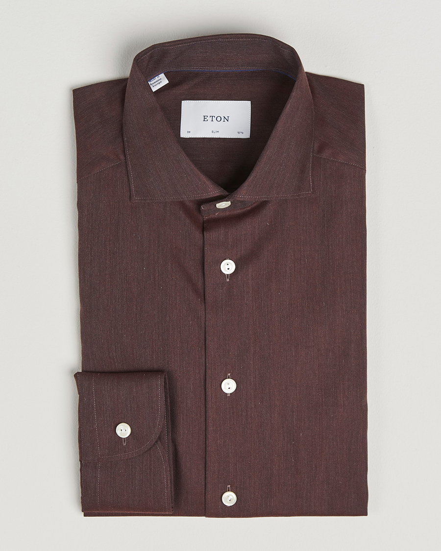 Herren | Hemden | Eton | Slim Fit Wrinkle Free Flannel Shirt Dark Red