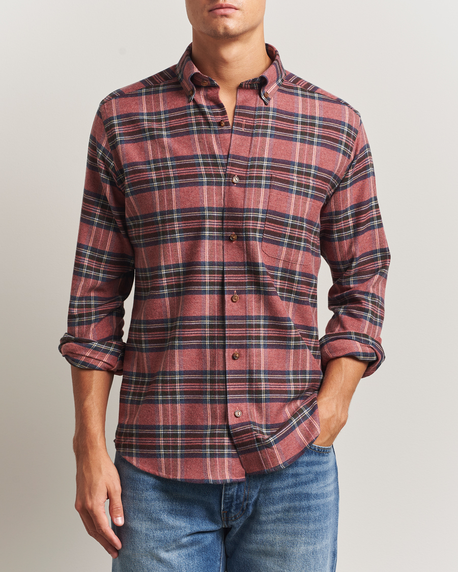 Herren | Hemden | Eton | Casual Fit Checked Flannel Shirt Red Multi