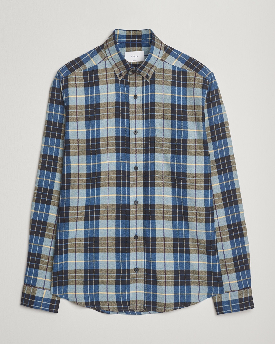 Herren | Hemden | Eton | Casual Fit Checked Flannel Shirt Blue Multi