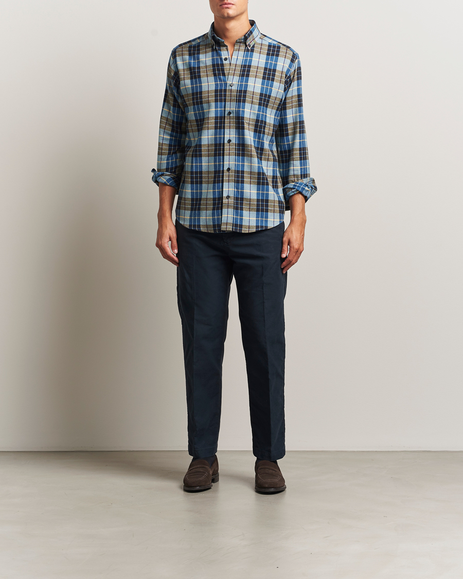 Herren | Hemden | Eton | Casual Fit Checked Flannel Shirt Blue Multi