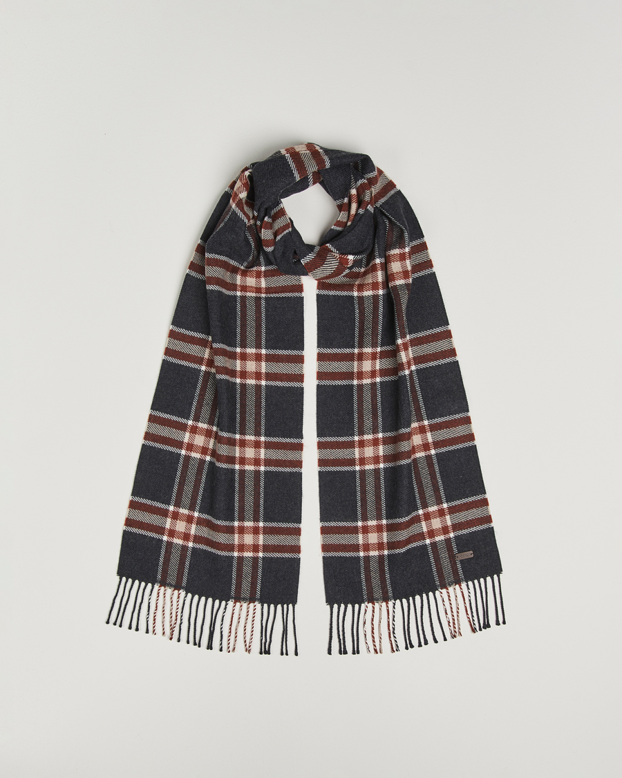 Herren | Schals | Eton | Merino Wool Checked Scarf Dark Grey