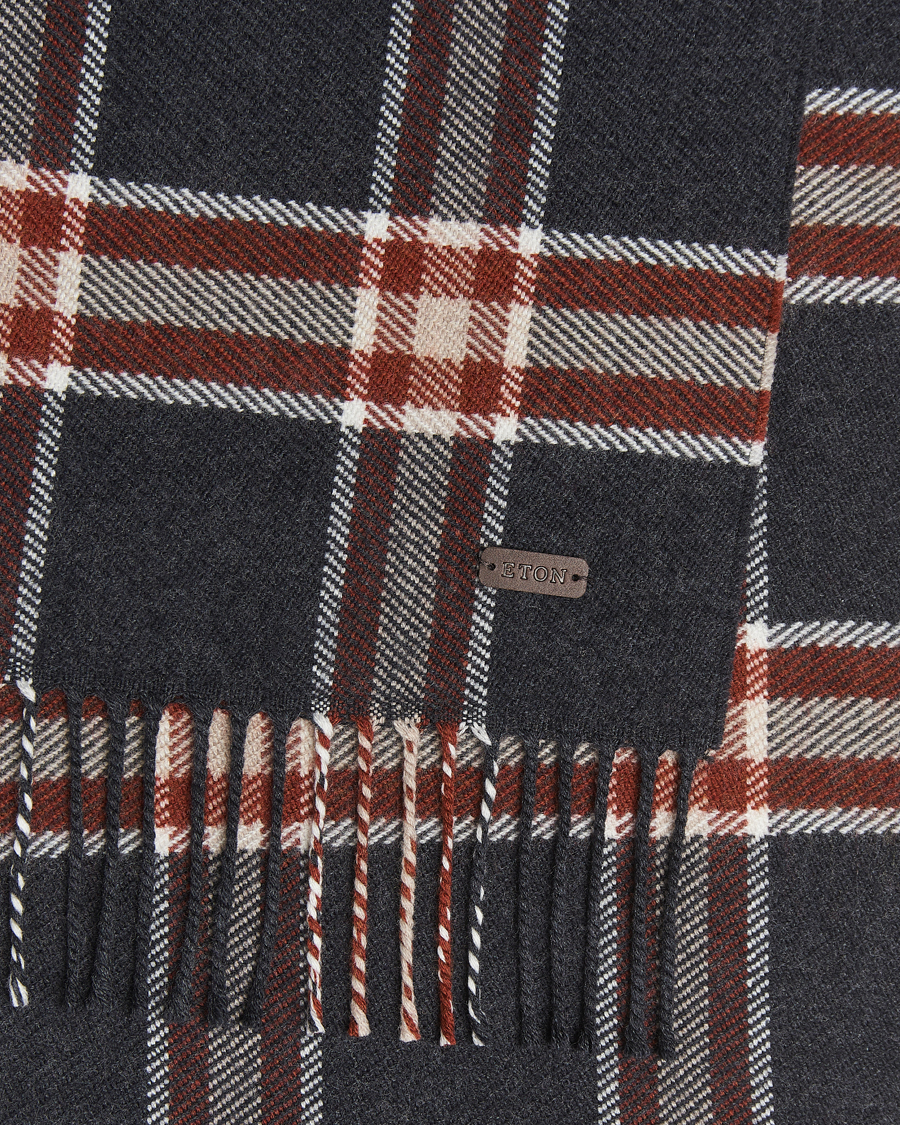 Herren | Schals | Eton | Merino Wool Checked Scarf Dark Grey
