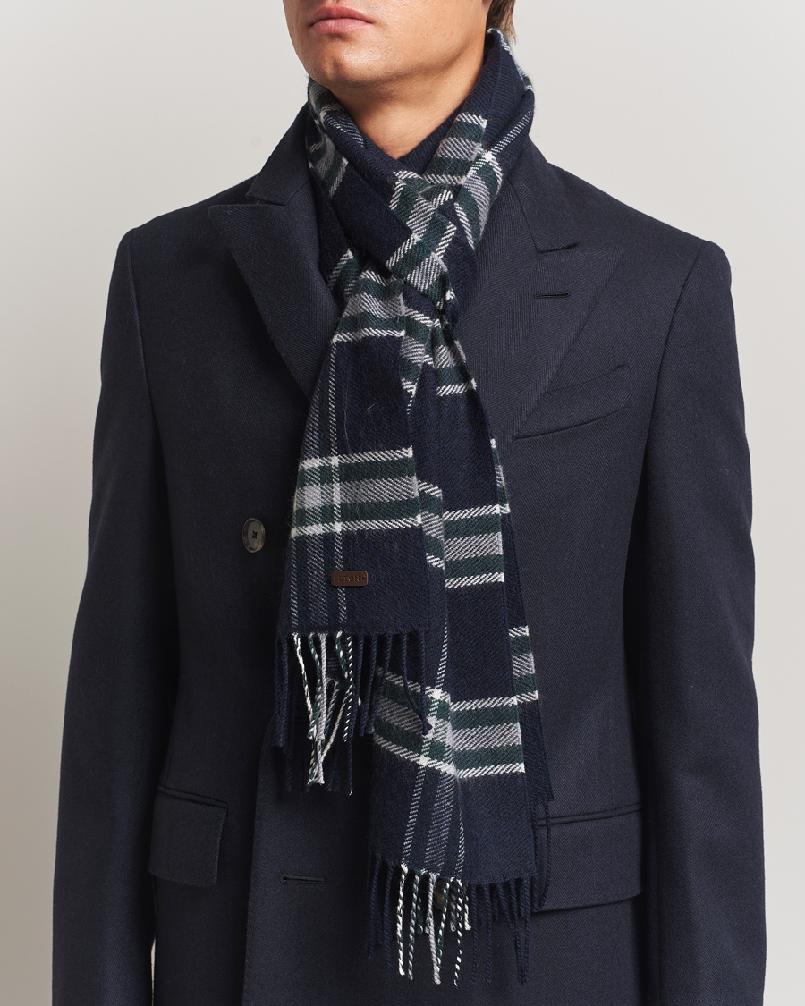 Herren | Schals | Eton | Merino Wool Checked Scarf Navy