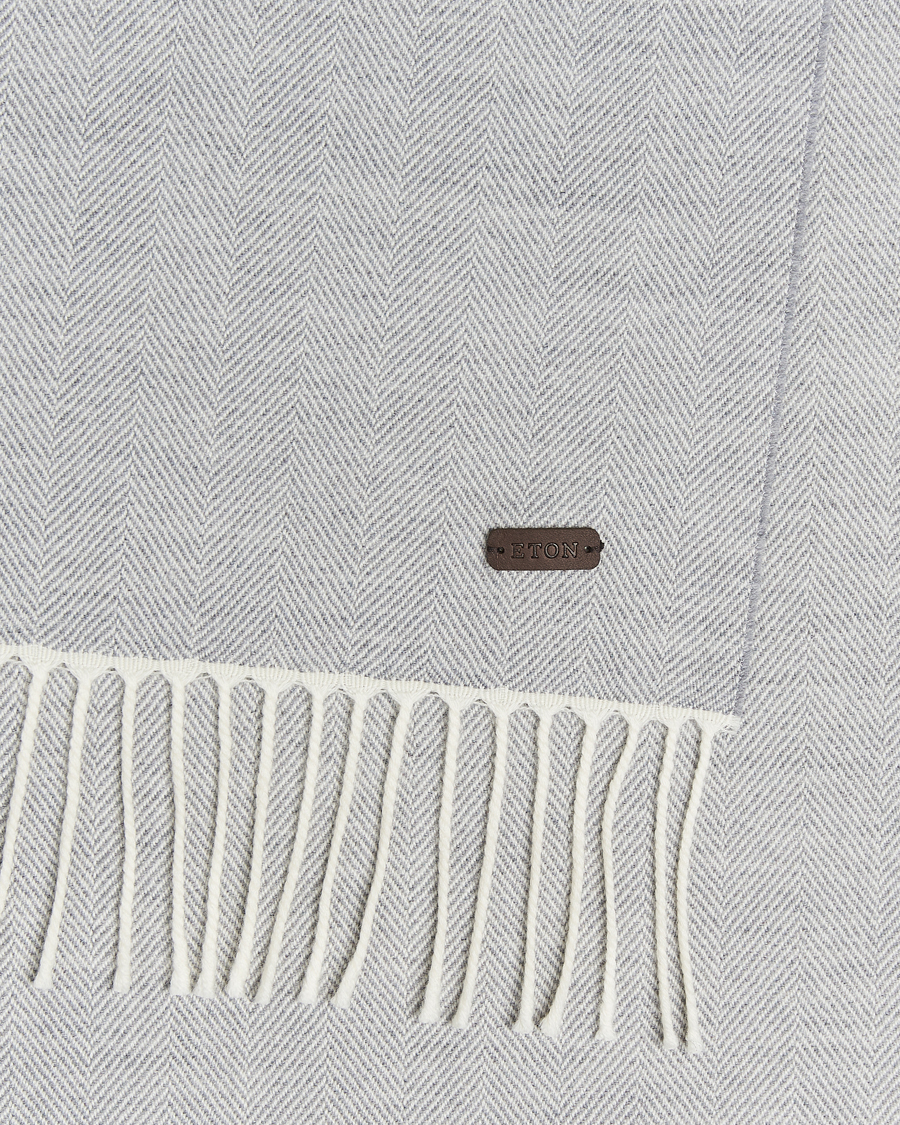 Herren | Schals | Eton | Merino Wool Herringbone Scarf Light Grey