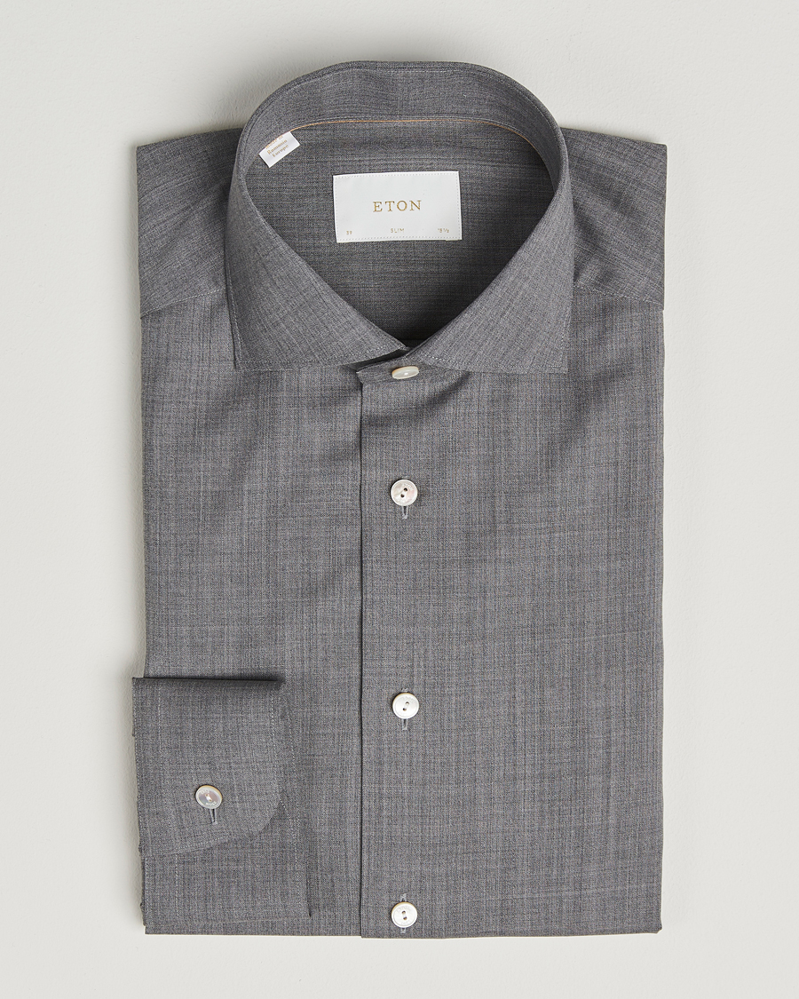 Herren | Hemden | Eton | Slim Fit Merino Shirt Dark Grey