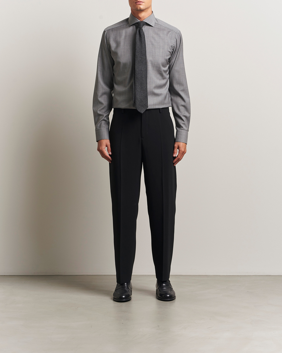 Herren | Hemden | Eton | Slim Fit Merino Shirt Dark Grey