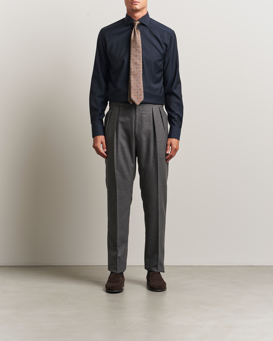 Herren | Hemden | Eton | Slim Fit Merino Shirt Navy