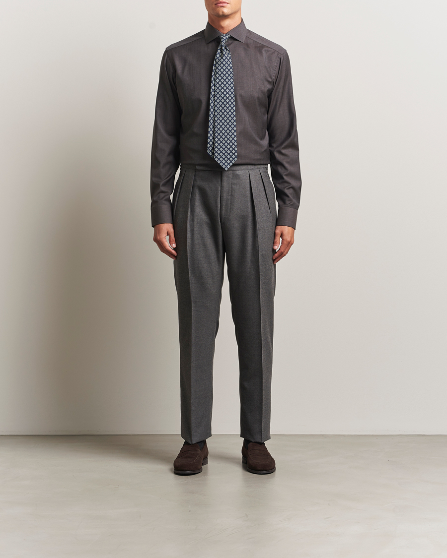 Herren | Hemden | Eton | Slim Fit Merino Shirt Dark Brown