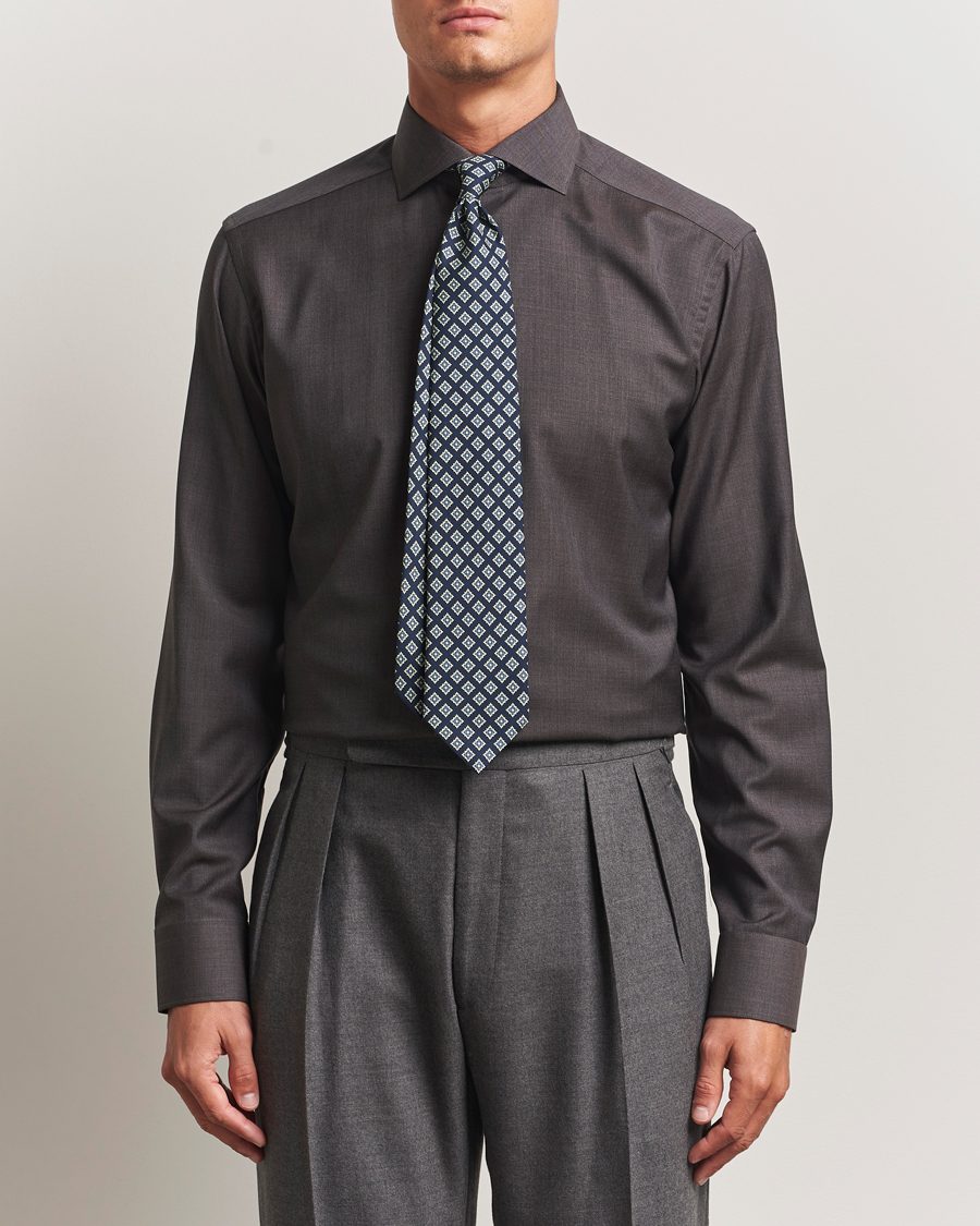 Herren | Hemden | Eton | Slim Fit Merino Shirt Dark Brown