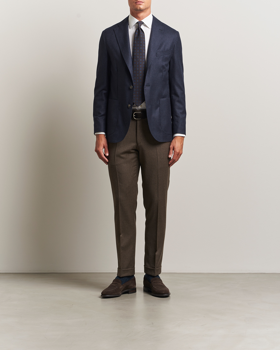 Herren | Sakkos | Eton | Wool Flannel Patch Pocket Blazer Navy