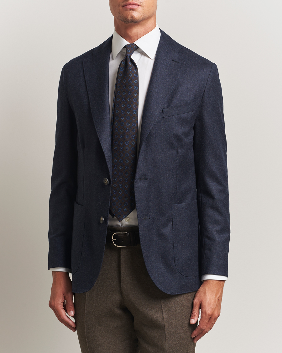 Herren | Sakkos | Eton | Wool Flannel Patch Pocket Blazer Navy