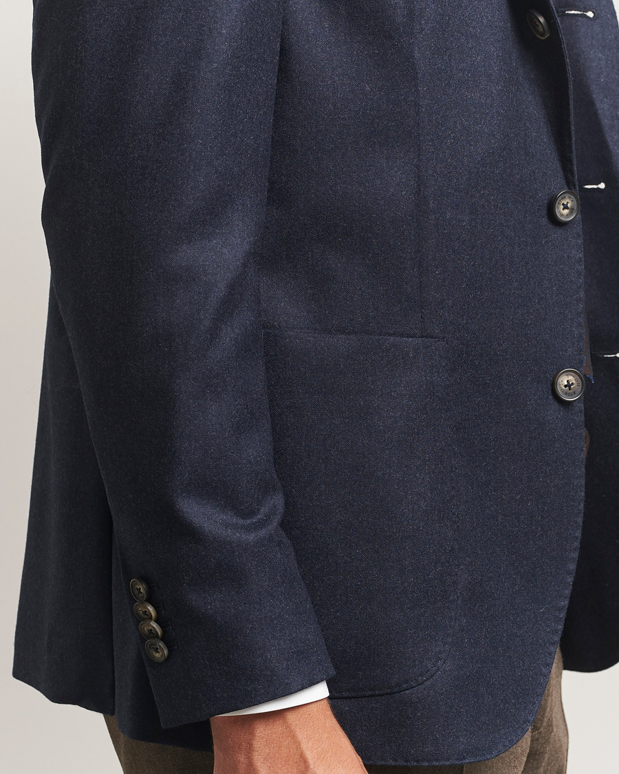 Herren | Sakkos | Eton | Wool Flannel Patch Pocket Blazer Navy