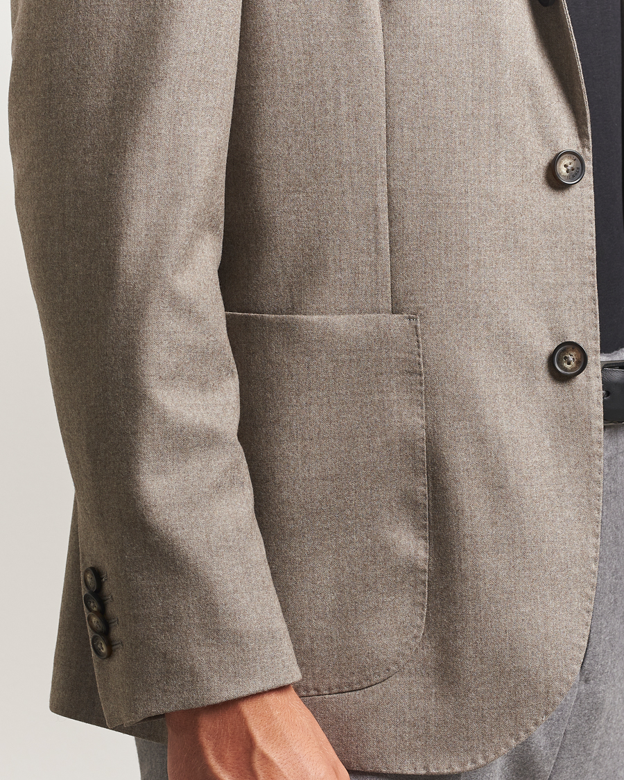 Herren | Sakkos | Eton | Wool Flannel Patch Pocket Blazer Beige