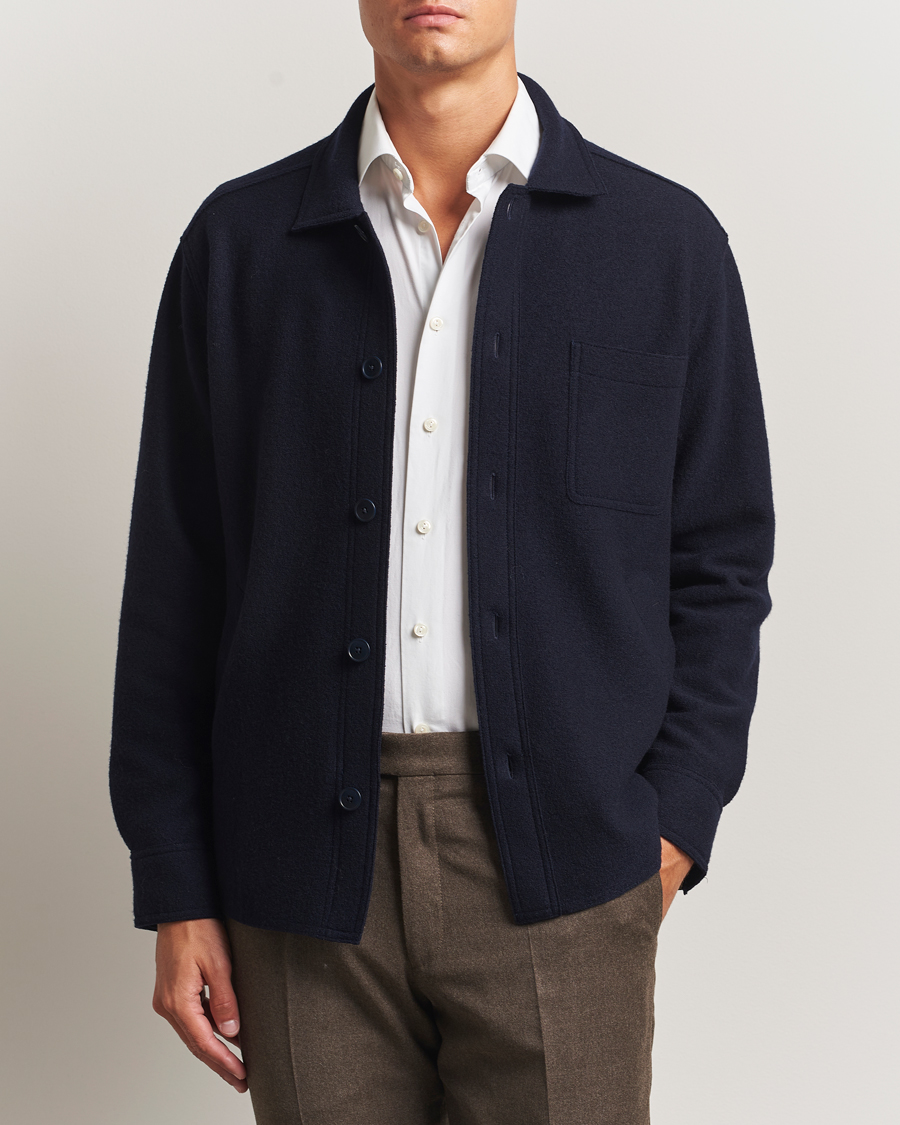Herren | Hemden | Eton | Boiled Wool Overshirt Navy