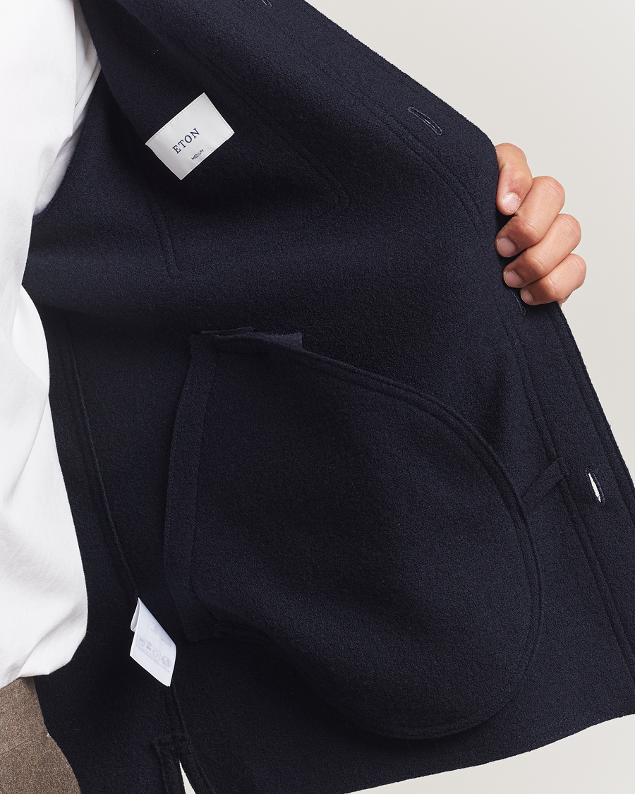Herren | Hemden | Eton | Boiled Wool Overshirt Navy