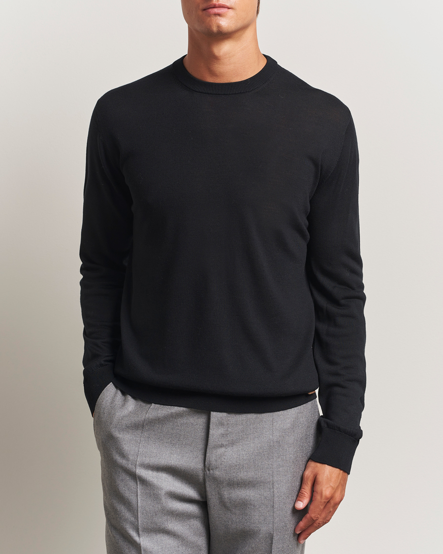Herren | Pullover | Eton | Merino Knitted Crew Neck Black