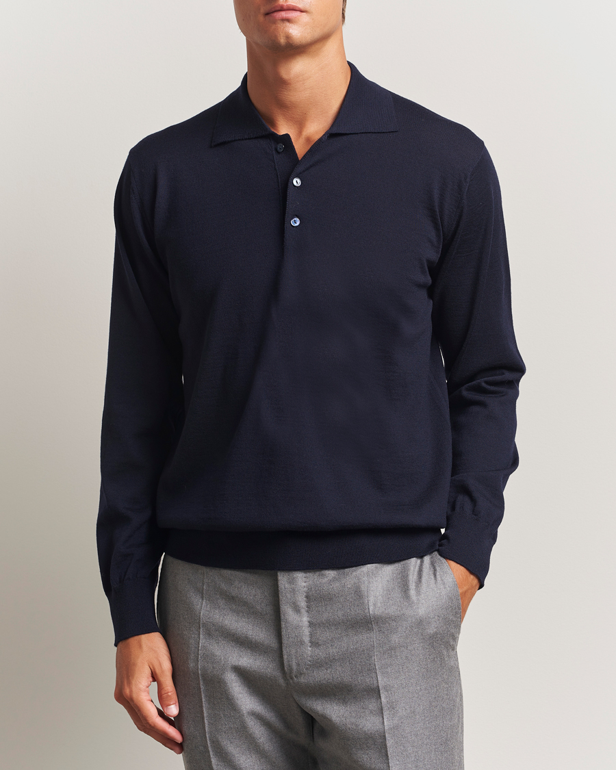 Herren | Pullover | Eton | Merino Knitted Polo Navy