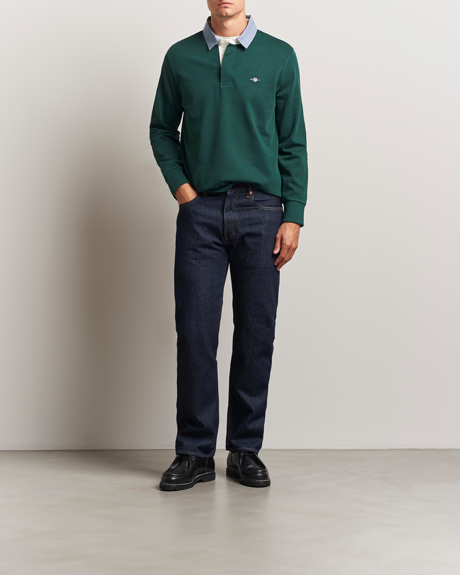 Herren | Pullover | GANT | Chambray Solid Heavy Rugger Tartan Green