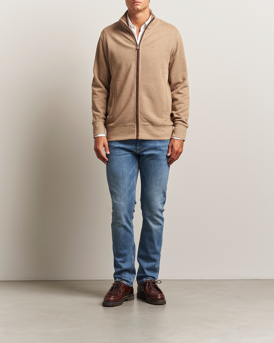 Herren | Pullover | Gant | Sacker Rib Full Zip Khaki Melange