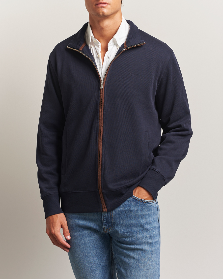 Herren | Pullover | GANT | Sacker Rib Full Zip Evening Blue