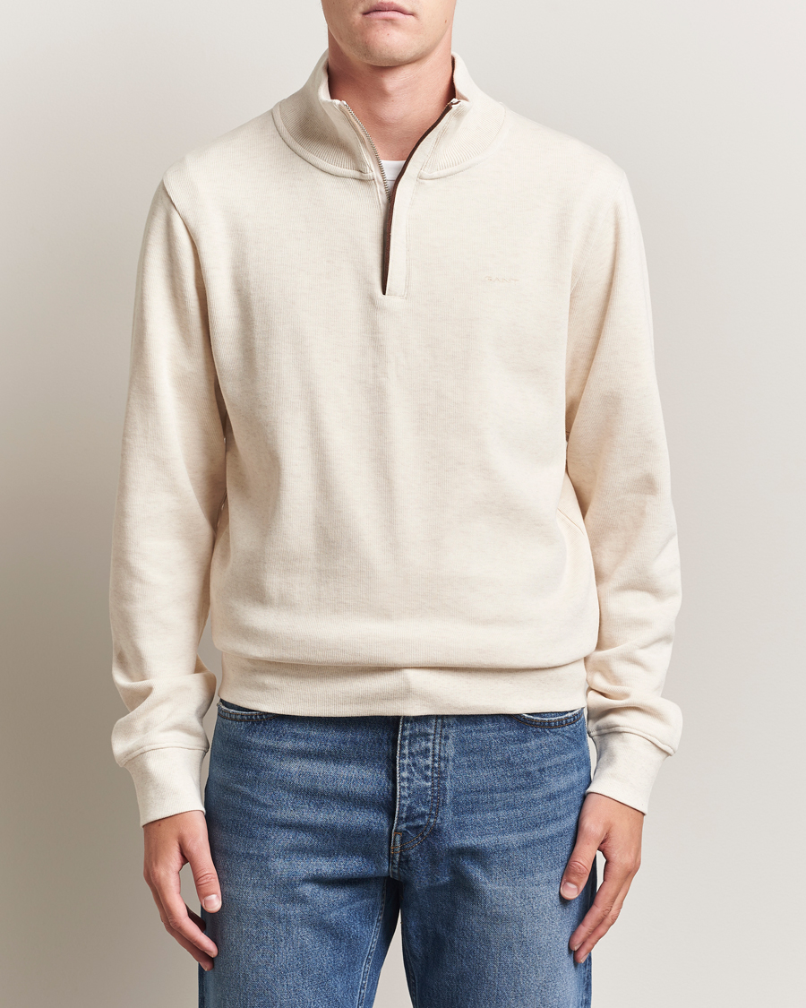 Herren | Pullover | GANT | Sacker Rib Half Zip Cream