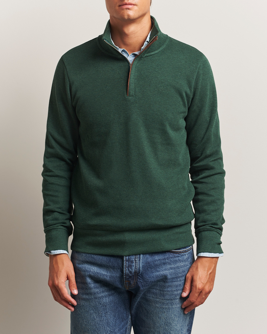 Herren | Pullover | GANT | Sacker Rib Half Zip Tartan Green