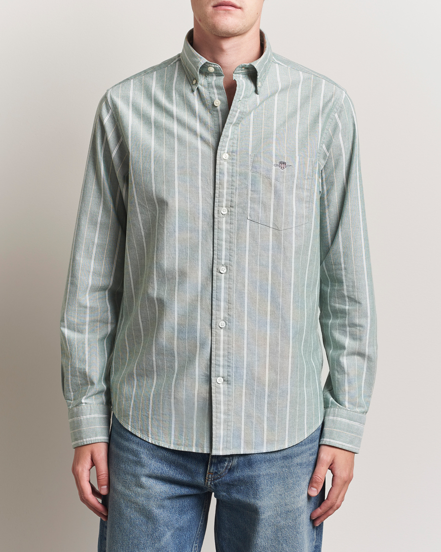 Herren | Hemden | GANT | Regular Fit Classic Striped Oxford Shirt Forest Green