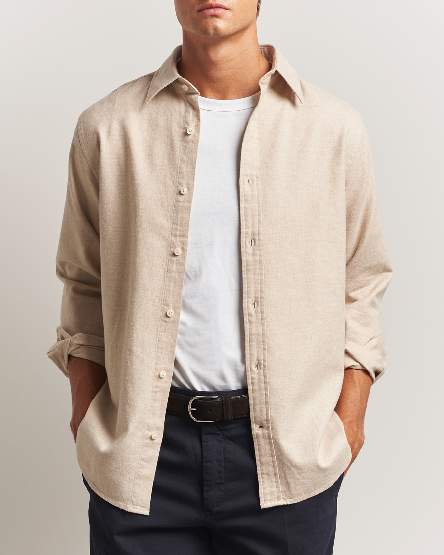 Herren | Hemden | GANT | Regular Fit Flannel Shirt Light Beige Melange