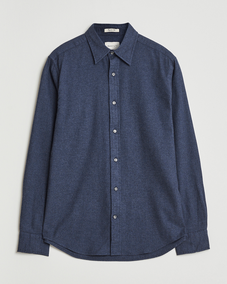 Herren | Hemden | GANT | Regular Fit Flannel Shirt Dark Indigo Melange