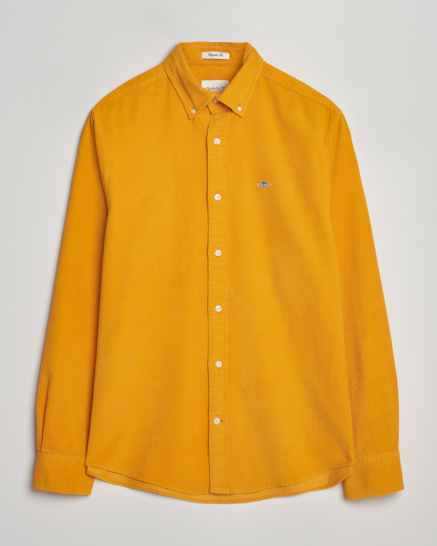 Herren | Hemden | GANT | Regular Fit Corduroy Shirt Yellow Lichen