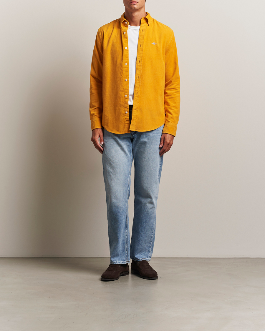 Herren | Hemden | GANT | Regular Fit Corduroy Shirt Yellow Lichen