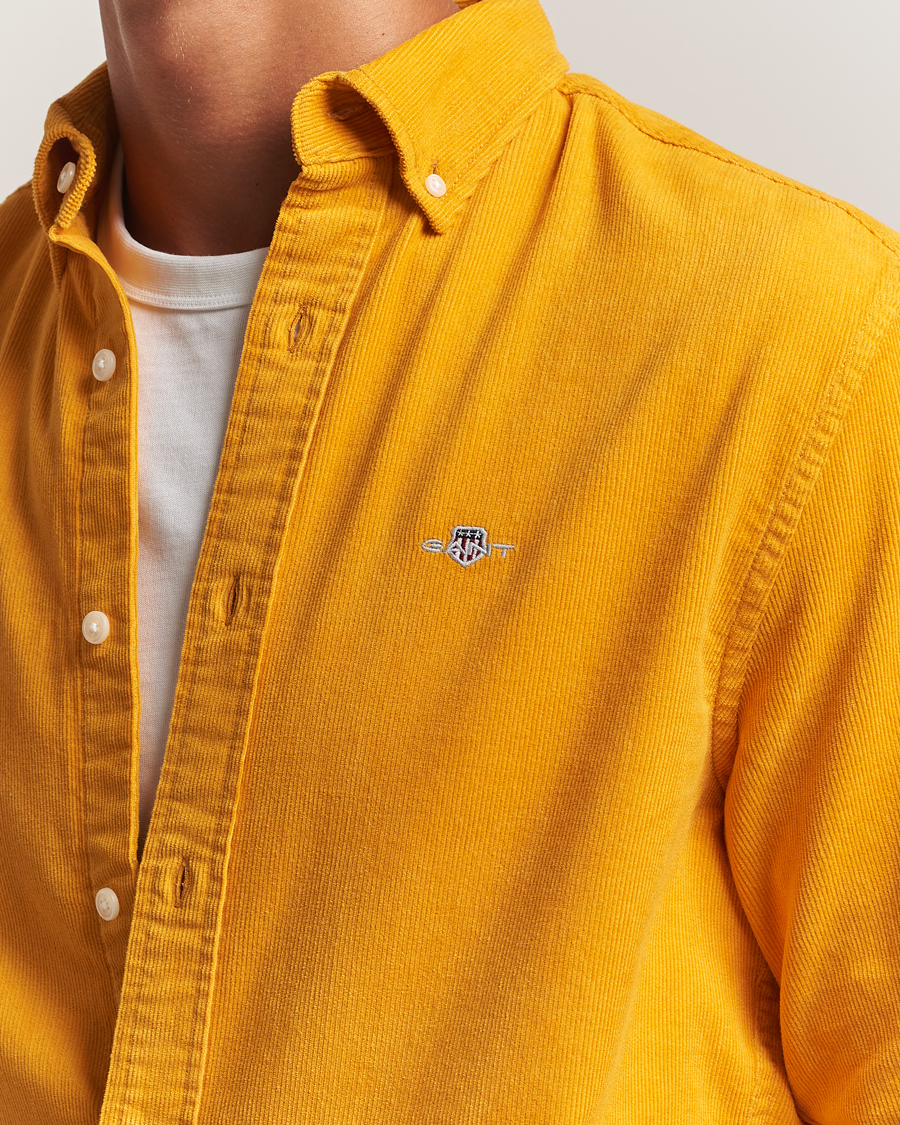 Herren | Hemden | GANT | Regular Fit Corduroy Shirt Yellow Lichen