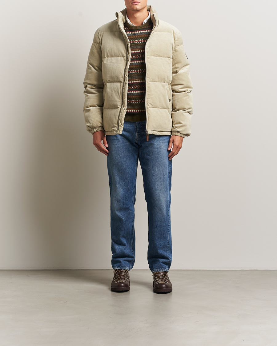 Herren | Jacken | Gant | Corduroy Down Puffer Jacker Greige