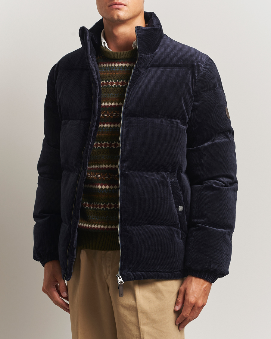 Herren | Jacken | GANT | Corduroy Down Puffer Jacker Evening Blue