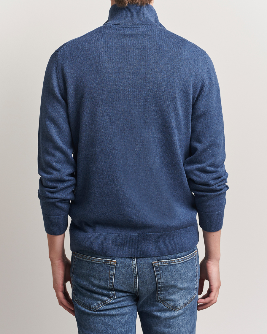 Herren | Pullover | GANT | Casual Cotton Full Zip Dark Jeans Blue Melange